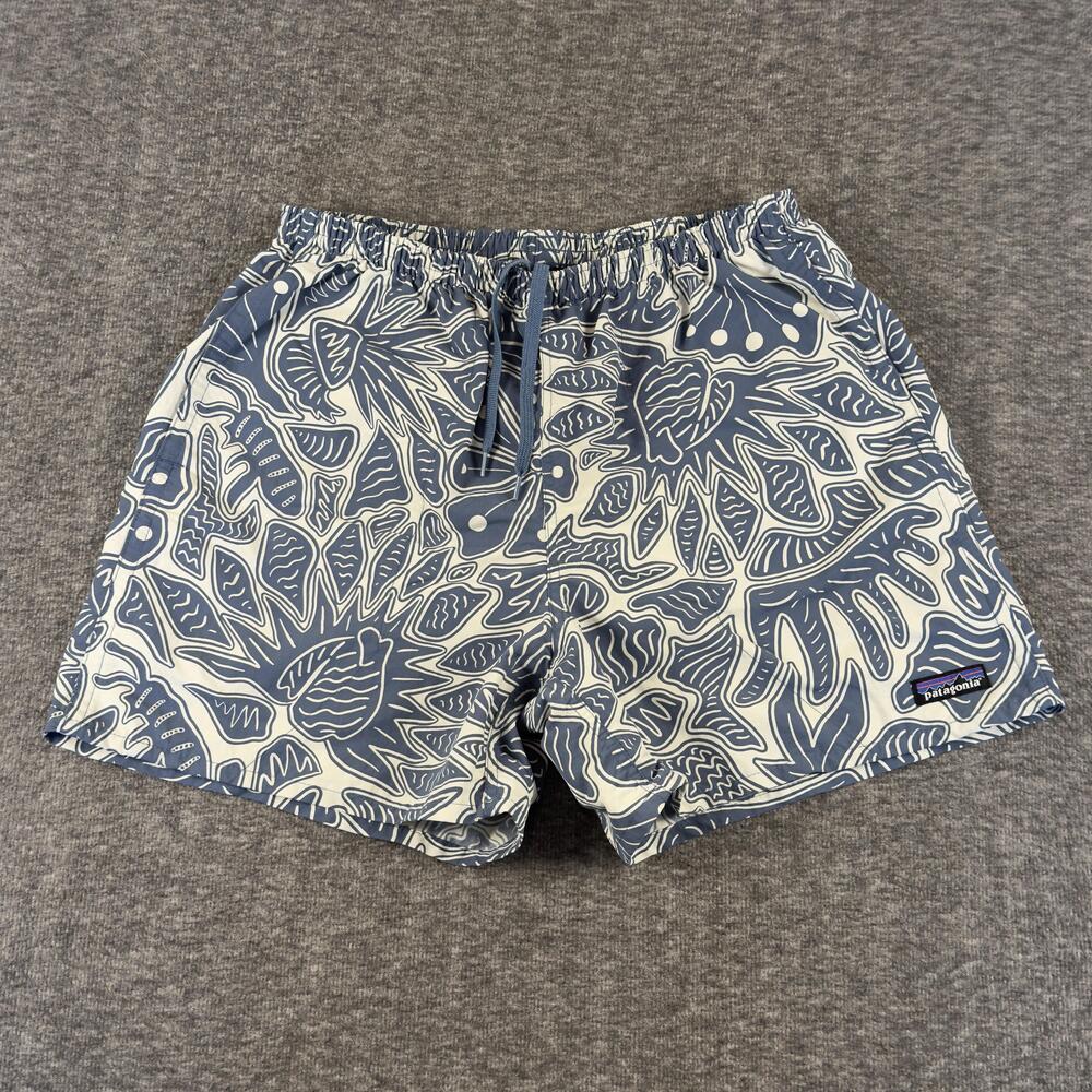 Patagonia Shorts Mens Medium Blue Tropical Floral Swim Trunks Lined Quick Dry